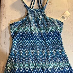 Island Escape Elegant Blue Zigzag Women's Swim Coverup, size 12, NWT